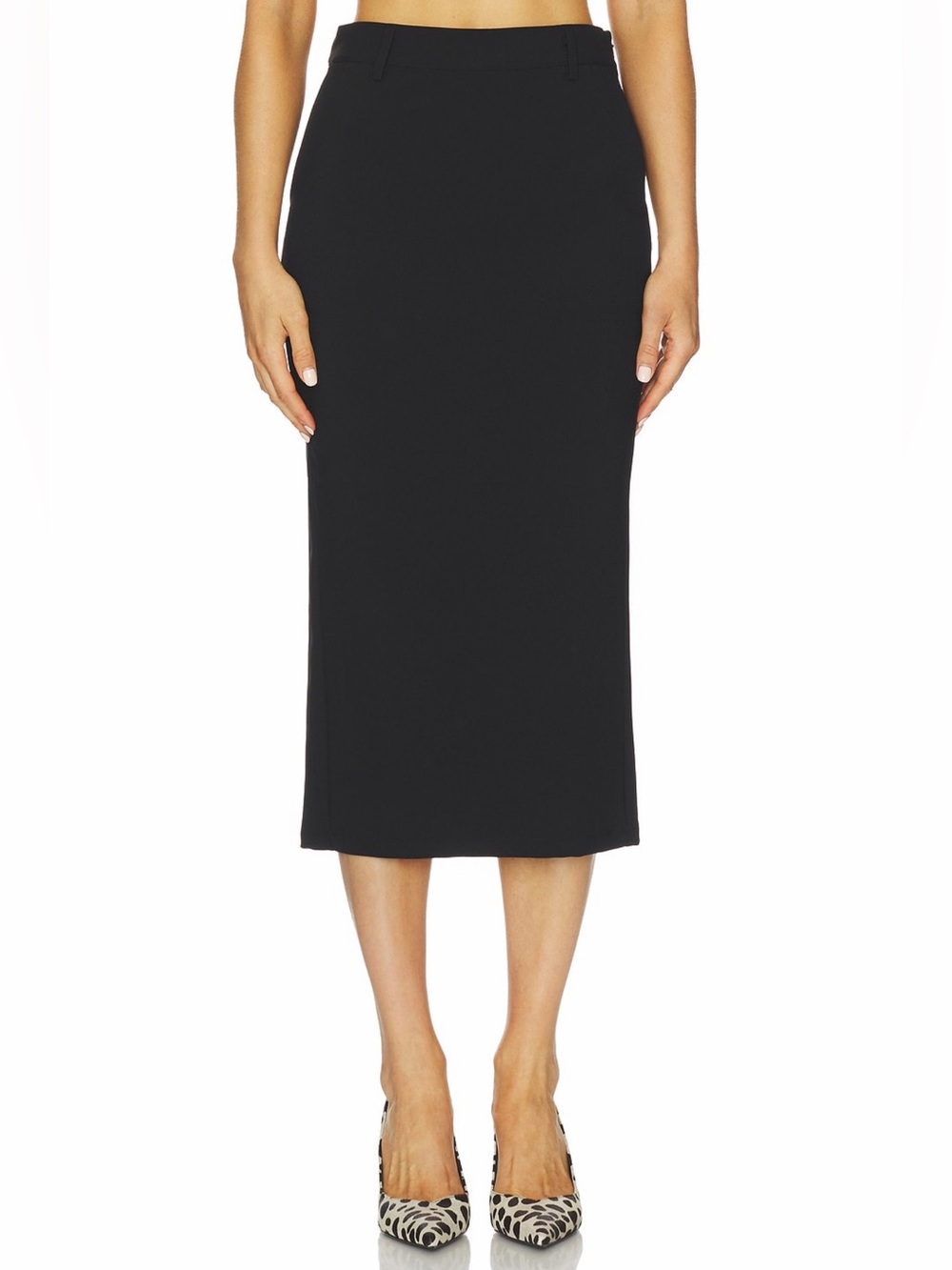 All The Ways Revolve Solid Black Jane Classic Office Midi Skirt Size Small NWT